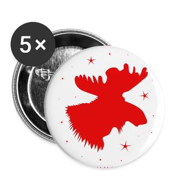 Elk Christmas Reindeer Deer - Lot de 5 grands badges (56 mm) - blanc - Devant