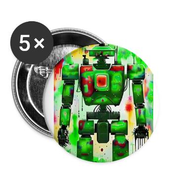 Künstler Roboter Maler - Buttons groß 56 mm (5er Pack) - Weiß - Vorne