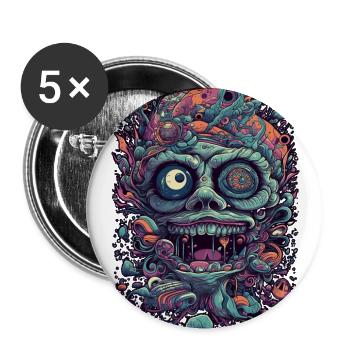 Trippy Explosion - Psychedelisches Motiv - Buttons groß 56 mm (5er Pack) - Weiß - Vorne