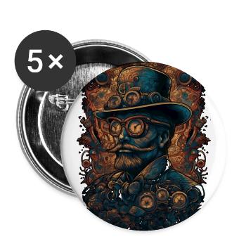 Trippy Steampunk Motif - Psychedelic Motif - Buttons large 2.2''/56 mm (5-pack) - white - Front
