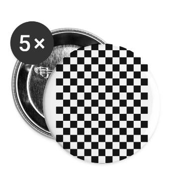 Checkered Pattern Black White Checkered Box - Buttons large 2.2''/56 mm (5-pack) - white - Front