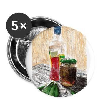 Alkohol und ein Glas Oliven - Buttons groß 56 mm (5er Pack) - Weiß - Vorne