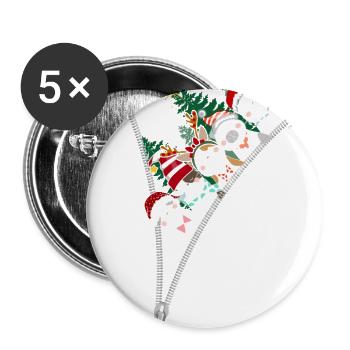 Weihnachten Reißverschluss Katzen - Buttons groß 56 mm (5er Pack) - Weiß - Vorne