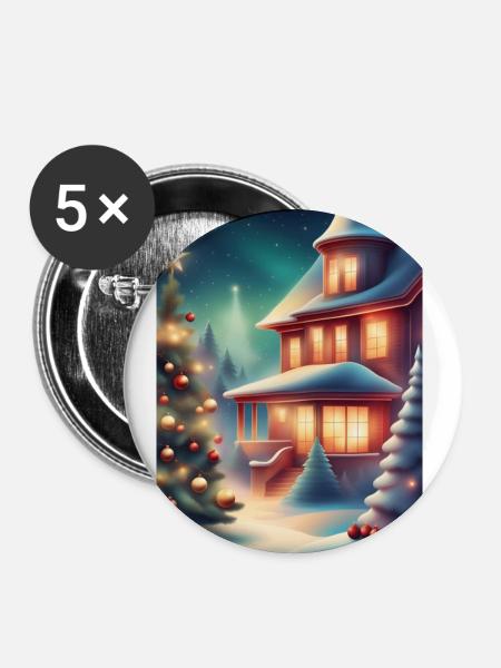 Wunderschöne Weihnachtszeit - Buttons groß 56 mm (5er Pack) - Weiß