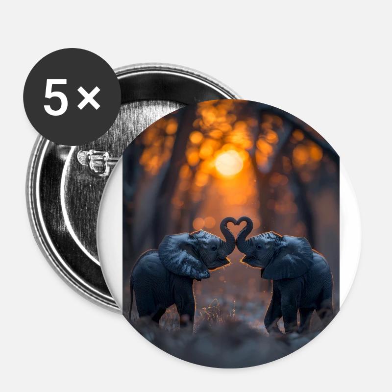 Elephant Love - Buttons large 2.2''/56 mm (5-pack) - white