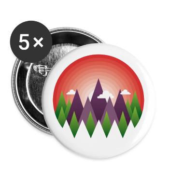 geometric mountain sunrise - Lot de 5 grands badges (56 mm) - blanc - Devant