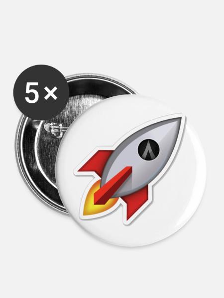 Dentacoin Rocket - Buttons groß 56 mm (5er Pack) - Weiß
