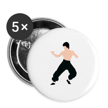 Bruce lee Kampf Pose - Buttons groß 56 mm (5er Pack) - Weiß - Vorne