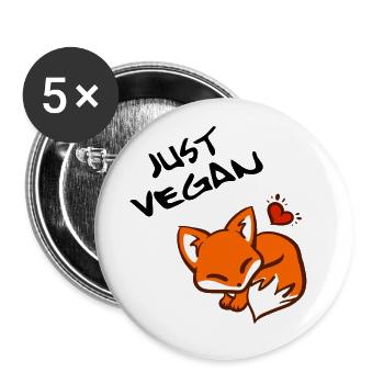 Just Vegan - Fox Gift Idea Vegan Fox - Buttons large 2.2''/56 mm (5-pack) - white - Front