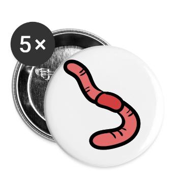 Regenwurm - Earthworm - Buttons groß 56 mm (5er Pack) - Weiß - Vorne
