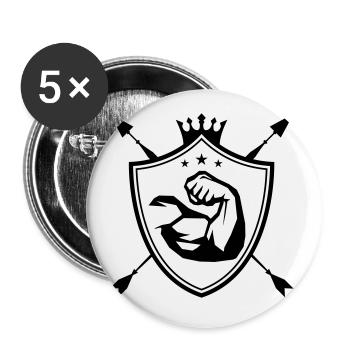 muskeln arm wappen - Buttons groß 56 mm (5er Pack) - Weiß - Vorne
