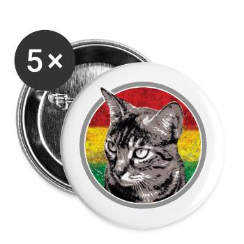 Reggae Cat - Buttons large 2.2''/56 mm (5-pack) - white - Front