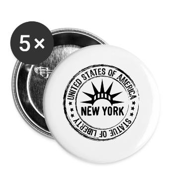 New York - Buttons groß 56 mm (5er Pack) - Weiß - Vorne