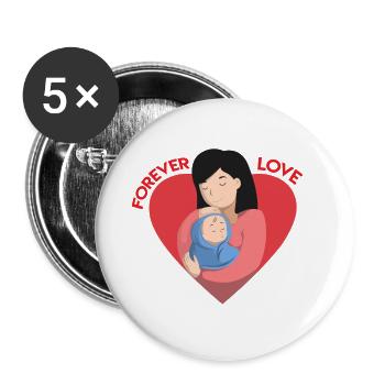 Forever Love Baby Mutter - Buttons groß 56 mm (5er Pack) - Weiß - Vorne