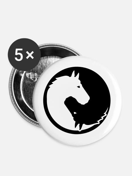 Pferd - Buttons groß 56 mm (5er Pack) - Weiß