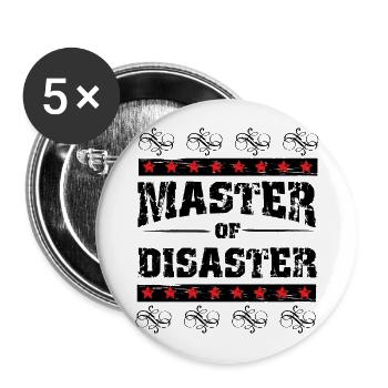 Master of Disaster, black. - Buttons large 2.2''/56 mm (5-pack) - white - Front