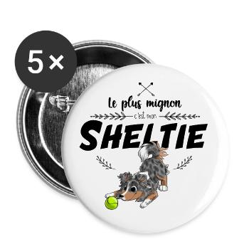 Le plus mignon Shetland - Lot de 5 grands badges (56 mm) - blanc - Devant