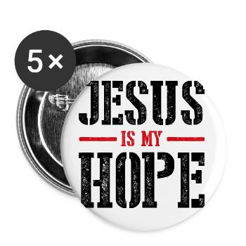Jesus ist meine Hoffnung - Buttons groß 56 mm (5er Pack) - Weiß - Vorne