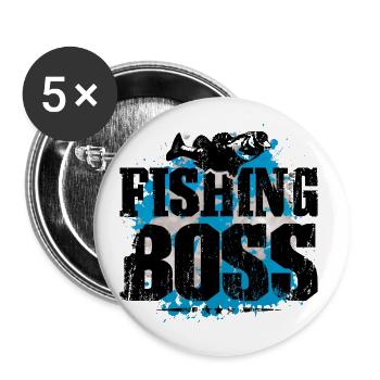 Patron de pêcheur de pêche - Lot de 5 grands badges (56 mm) - blanc - Devant