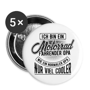 Motorrad - Opa - Cool - Buttons groß 56 mm (5er Pack) - Weiß - Vorne
