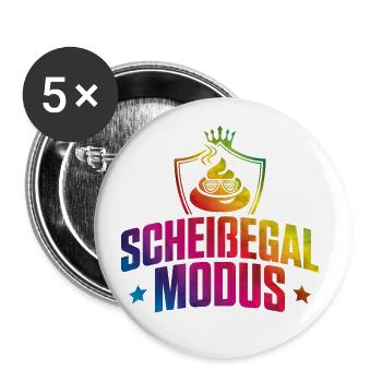Scheißegal modus bunt - Buttons groß 56 mm (5er Pack) - Weiß - Vorne