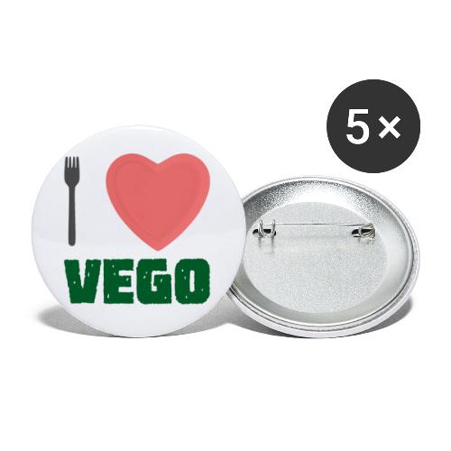 I love Vego - Ubrania dla wegetarian - Przypinka duża 56 mm (pakiet 5 szt.)