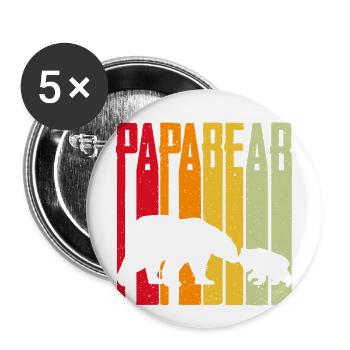 Papa Bear - Lot de 5 grands badges (56 mm) - blanc - Devant