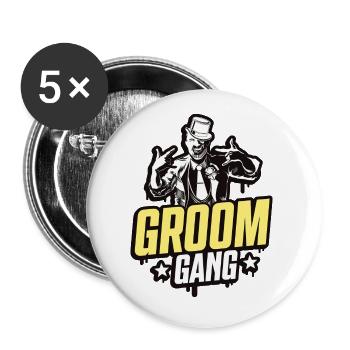 Groom gang bachelor party - Lot de 5 grands badges (56 mm) - blanc - Devant