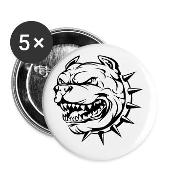 Bulldog head dog - Buttons large 2.2''/56 mm (5-pack) - white - Front