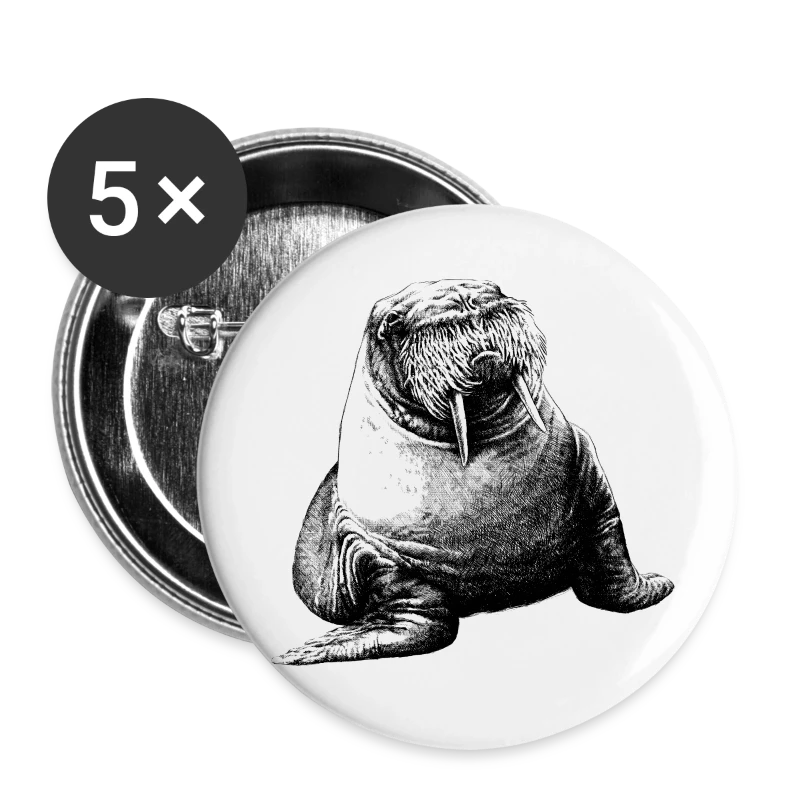 Walross - Buttons gro&szlig; 56 mm (5er Pack)