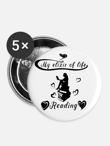 Lesen - Buttons groß 56 mm (5er Pack) - Weiß