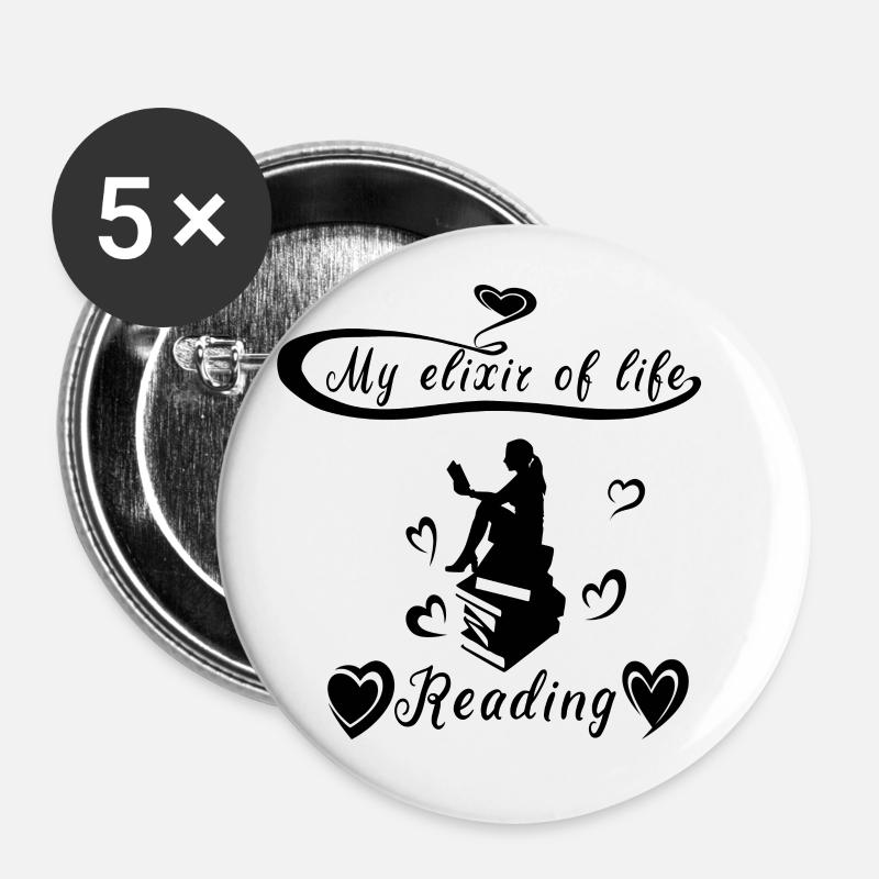 Lesen - Buttons groß 56 mm (5er Pack) - Weiß
