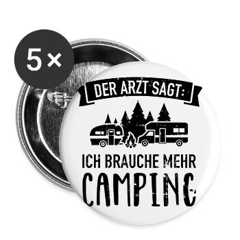 Camping - Buttons groß 56 mm (5er Pack) - Weiß - Vorne