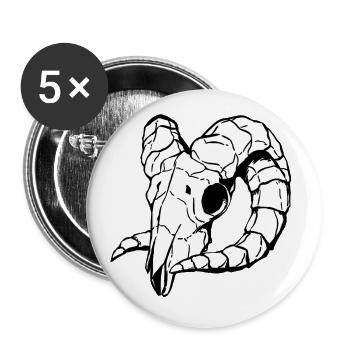Crâne - Crâne de mouton - Lot de 5 grands badges (56 mm) - blanc - Devant