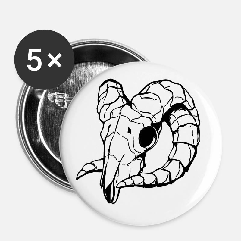 Skull - Sheep skull - Buttons large 2.2''/56 mm (5-pack) - white