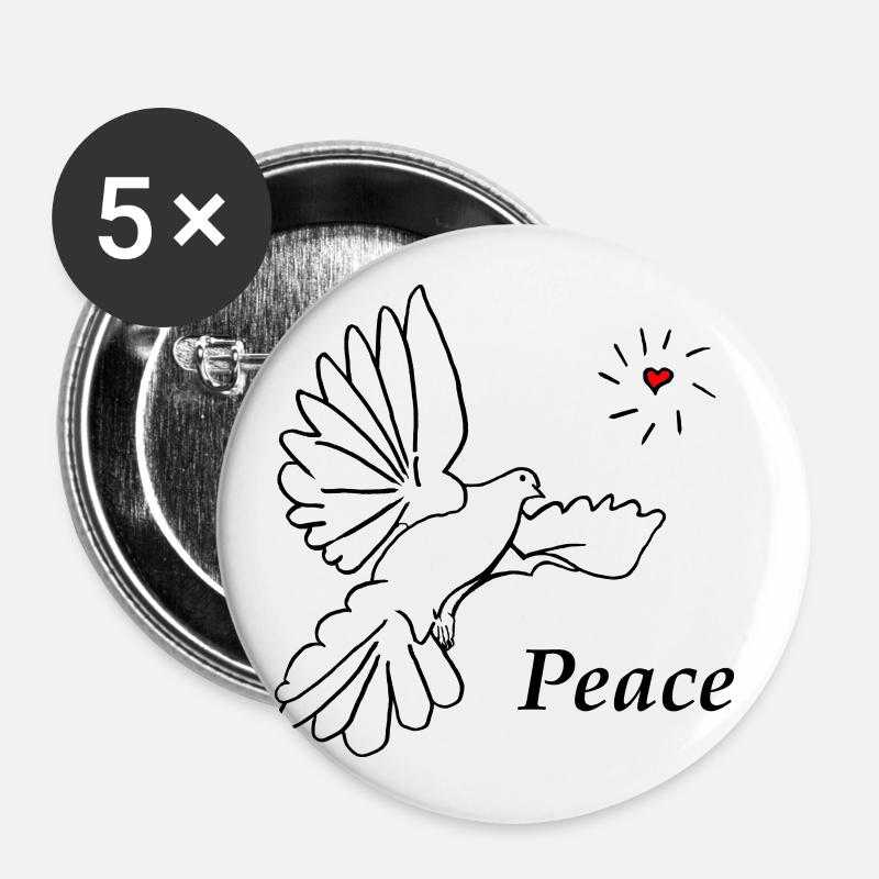 Peace dove white dove Peace Peace - Buttons large 2.2''/56 mm (5-pack) - white