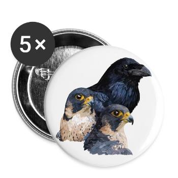 Raven and Falcons - Buttons large 2.2''/56 mm (5-pack) - white - Front