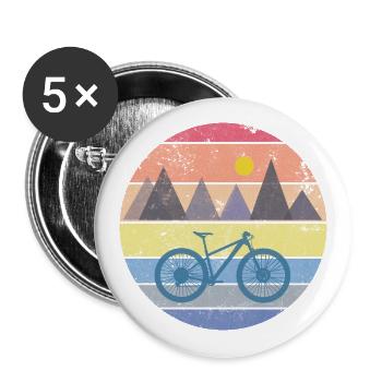 Mountainbike in den Bergen - Buttons groß 56 mm (5er Pack) - Weiß - Vorne
