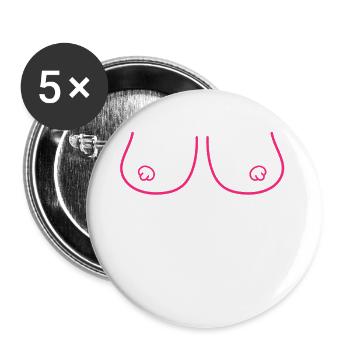 Brüste Sexy - sexy Brüste - Buttons groß 56 mm (5er Pack) - Weiß - Vorne