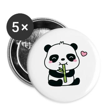Cute Little Panda Eating Bamboo Shoot - Buttons large 2.2''/56 mm (5-pack) - white - Front