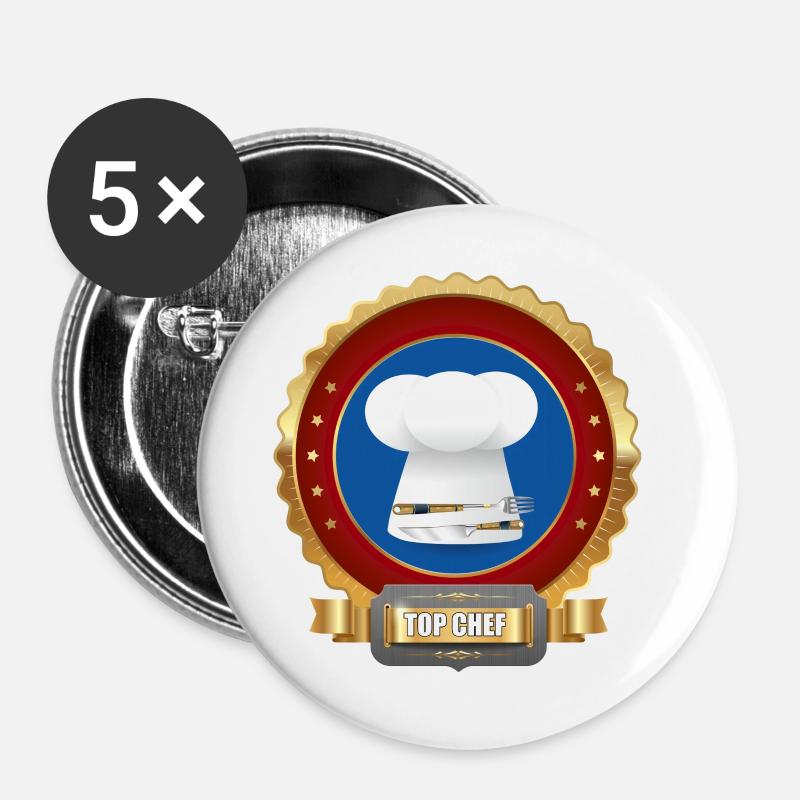 Top Chef for cooking - Buttons large 2.2''/56 mm (5-pack) - white