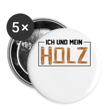 Leg dich niemals mit einem Förster an Wald Arbeit - Buttons groß 56 mm (5er Pack) - Weiß - Vorne