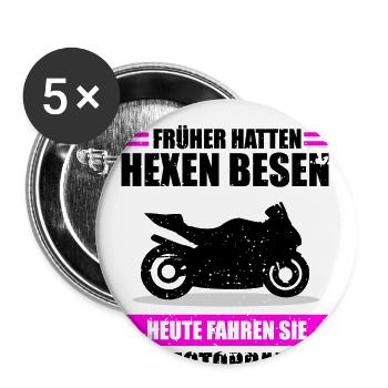 Motorrad Biker Bike Motorradfahrer Papa Geschenk - Buttons groß 56 mm (5er Pack) - Weiß - Vorne