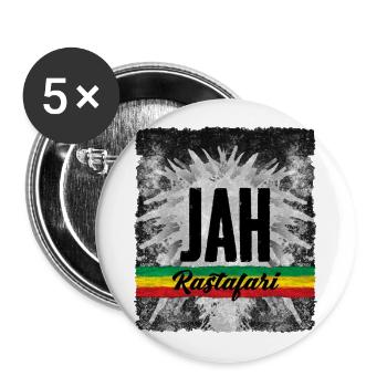 Jah Rastafari Roots reggae - Buttons groß 56 mm (5er Pack) - Weiß - Vorne