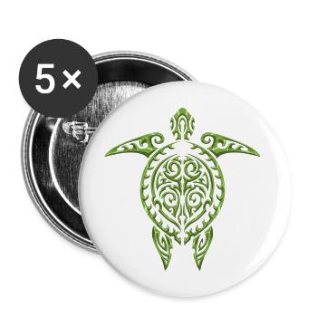 Maori Turtle Tribal Diving Sea Animals - Buttons large 2.2''/56 mm (5-pack) - white - Front