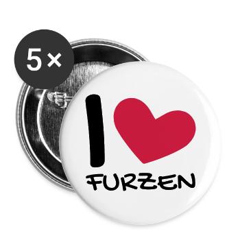 Ich liebe Furzen - Buttons groß 56 mm (5er Pack) - Weiß - Vorne