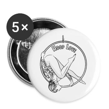 Hoop Love Aerial Hoop pour artistes et acrobates - Lot de 5 grands badges (56 mm) - blanc - Devant
