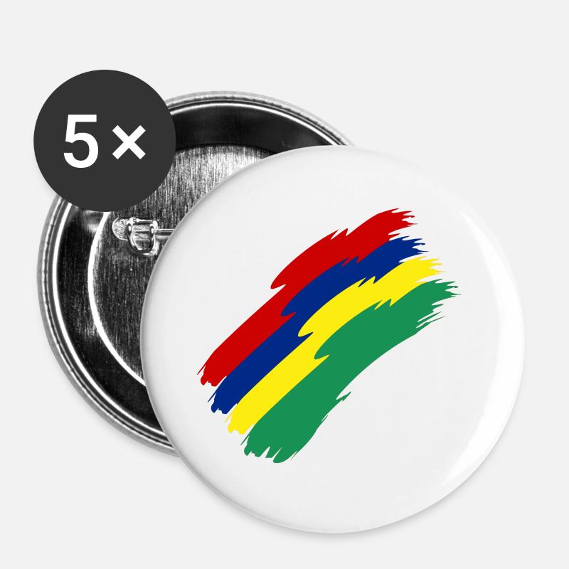 Mauritius Flag Colors - Buttons large 2.2''/56 mm (5-pack) - white
