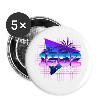 Retrowave Born in 1982 - Buttons large 2.2''/56 mm (5-pack) - white - Front