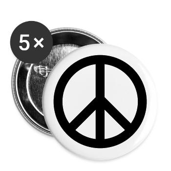 PEACE - Buttons groß 56 mm (5er Pack) - Weiß - Vorne
